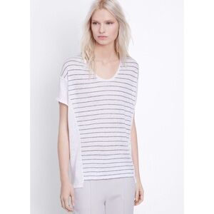 Vince White Striped Linen Cocoon Top